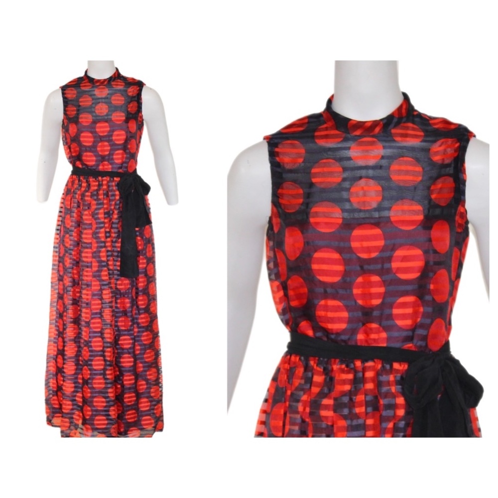 1971 - 1973 Donald Brooks Boutique Polka Dot Organza Gown